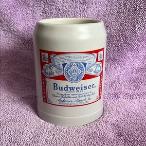 Budweiser Red and White Ceramic Stein